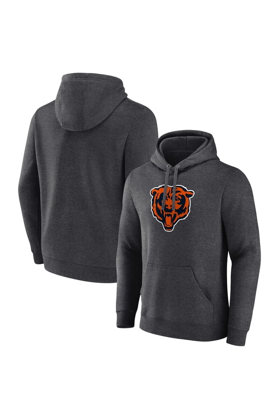 Men's Charcoal Chicago Bears Primary Team Logo Fitted Pullover Hoodie