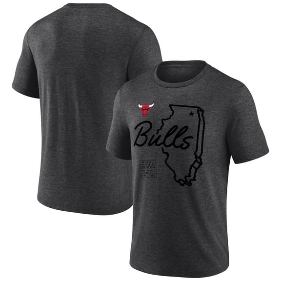 Men's  Charcoal Chicago Bulls Announcer Tri-Blend T-Shirt