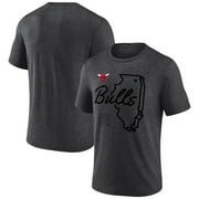 Mens Charcoal Chicago Bulls Announcer Tri-Blend T-Shirt