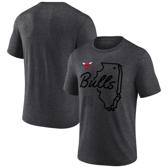 Men's Charcoal Chicago Bulls Announcer Tri-Blend T-Shirt