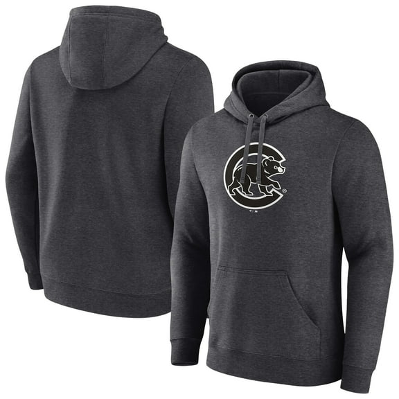Men's Charcoal Chicago Cubs Monochrome Pullover Hoodie