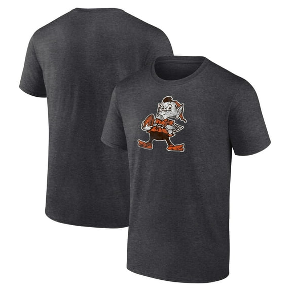 Men's Charcoal Cleveland Browns Brownie The Elf Throwback Logo T-shirt