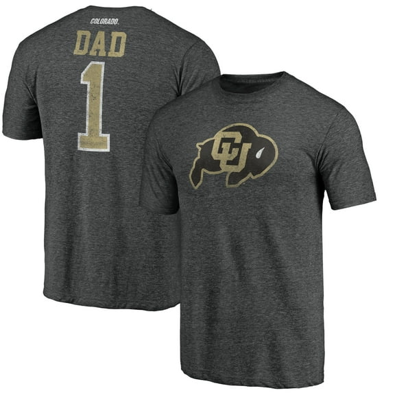 Men's Charcoal Colorado Buffaloes Greatest Dad Logo Tri-Blend T-Shirt