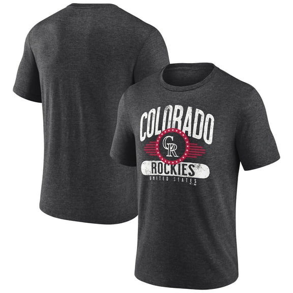 Men's Charcoal Colorado Rockies Badge of Honor Tri-Blend T-Shirt