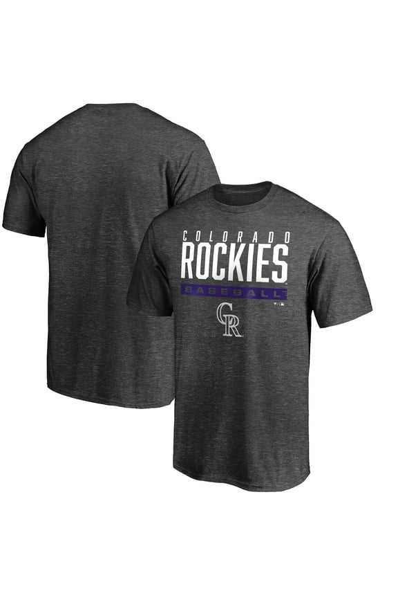 Men's Charcoal Colorado Rockies Win Stripe Logo T-Shirt