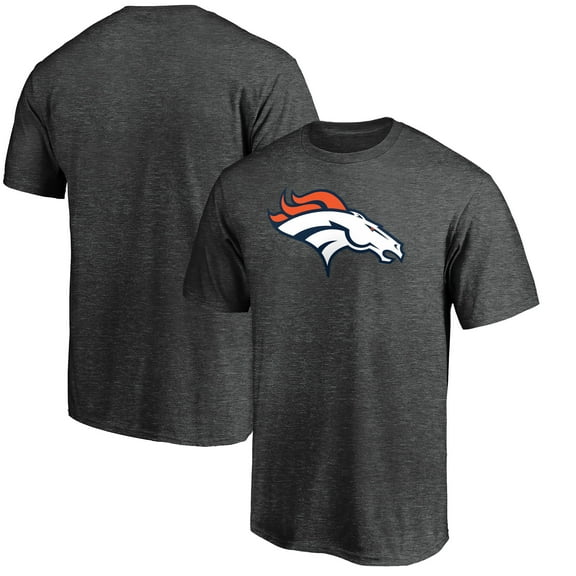 Men's Fanatics Heather Charcoal Denver Broncos Primary Logo T-Shirt