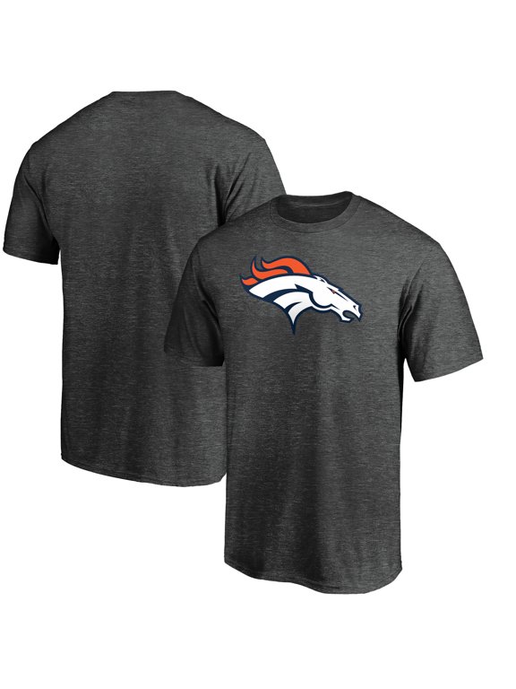 Men's Fanatics Heather Charcoal Denver Broncos Primary Logo T-Shirt