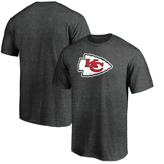Men's Fanatics Heather Charcoal Kansas City Chiefs Primary Logo T-Shirt
