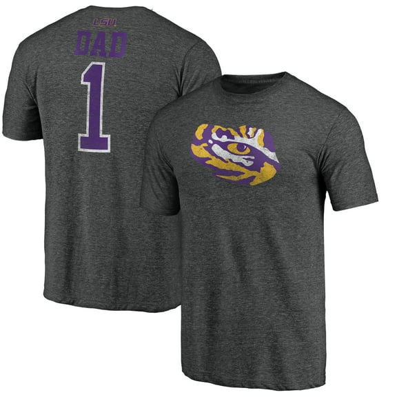 Men's Charcoal LSU Tigers Greatest Dad Logo Tri-Blend T-Shirt