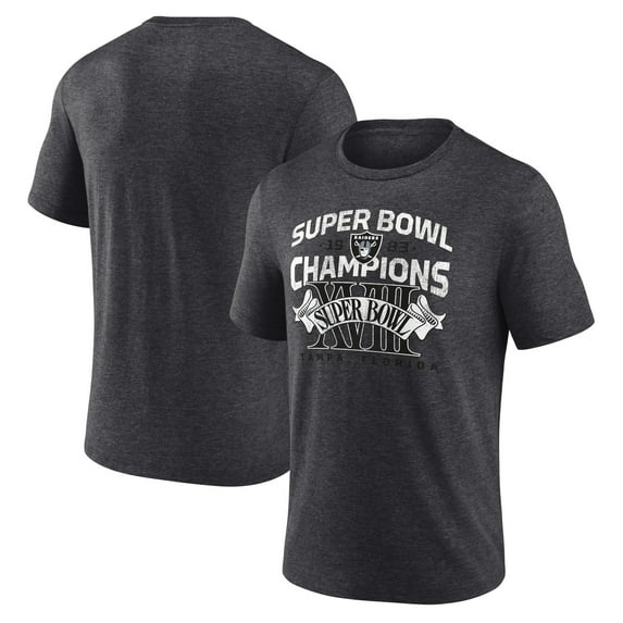 Men's Charcoal Las Vegas Raiders Hometown Old-Fashioned Super Bowl XVIII Champions Tri-Blend T-Shirt