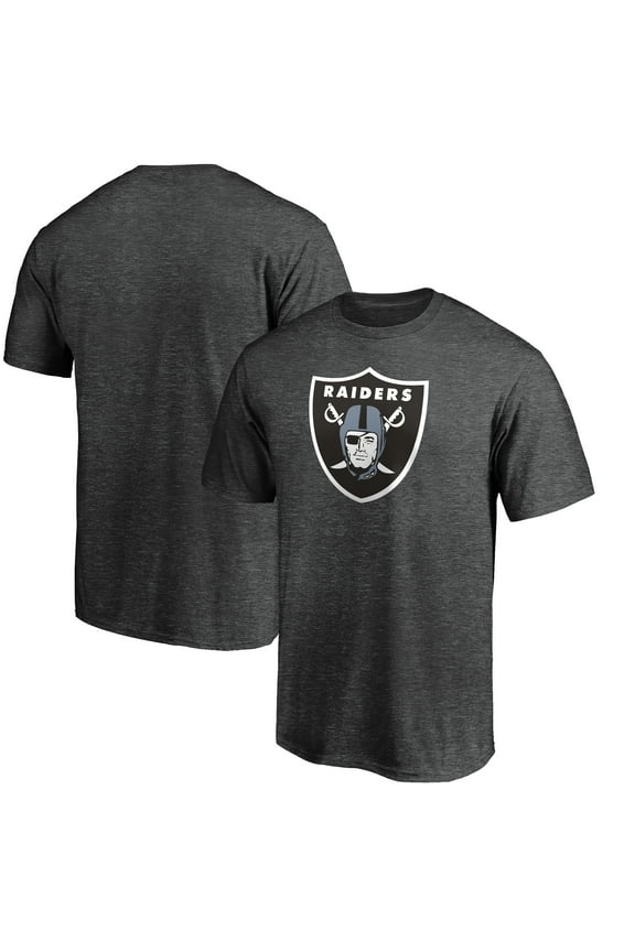 Men's Fanatics Heather Charcoal Las Vegas Raiders Primary Logo T-Shirt