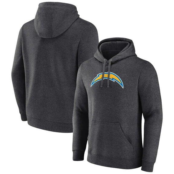 Men's Charcoal Los Angeles Chargers Primary Team Logo Fitted Pullover Hoodie