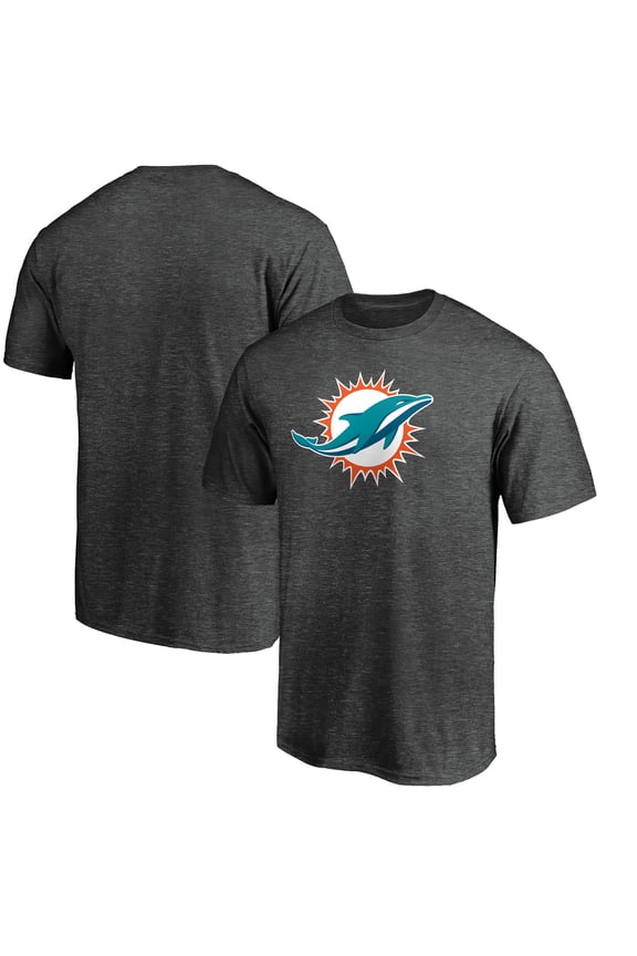 Men's Fanatics Heather Charcoal Miami Dolphins Primary Logo T-Shirt