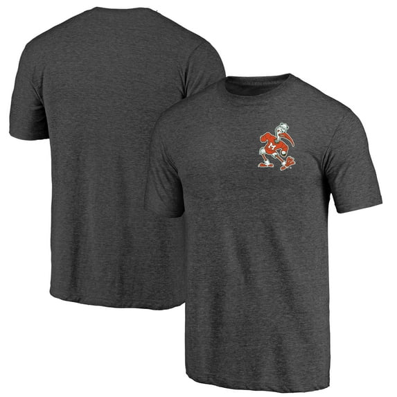 Men's Charcoal Miami Hurricanes Vintage Left Chest Distressed Tri-Blend T-Shirt