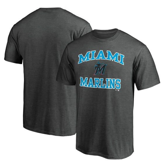 Men's Charcoal Miami Marlins Heart and Soul T-Shirt