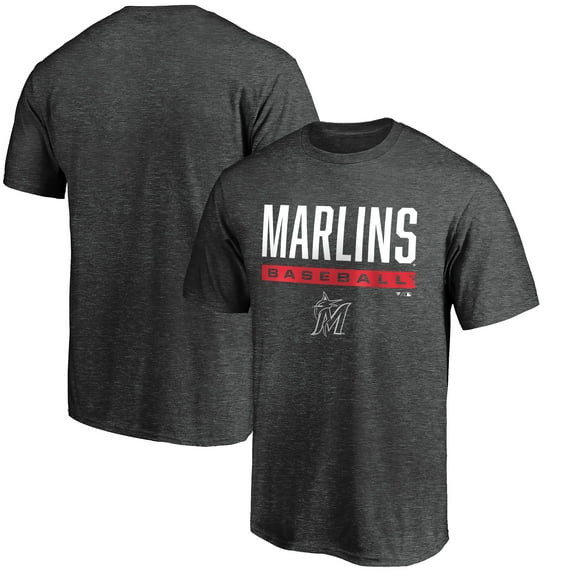 Men's Charcoal Miami Marlins Win Stripe Logo T-Shirt II