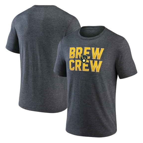 Men's Charcoal Milwaukee Brewers Brew Crew Fancy Tri-Blend T-Shirt