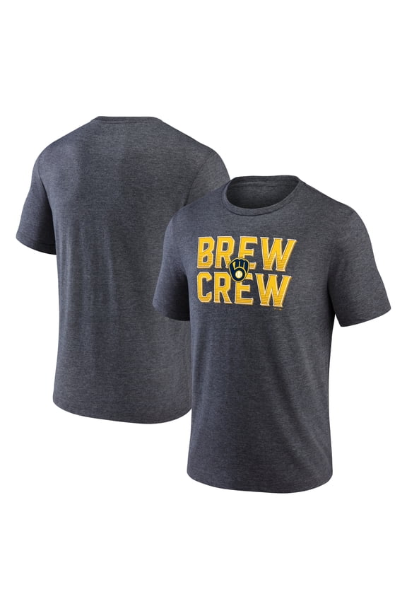 Men's Charcoal Milwaukee Brewers Brew Crew Fancy Tri-Blend T-Shirt