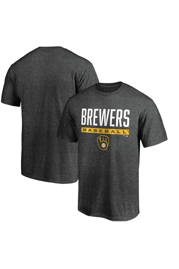 Men's Charcoal Milwaukee Brewers Win Stripe Logo T-Shirt
