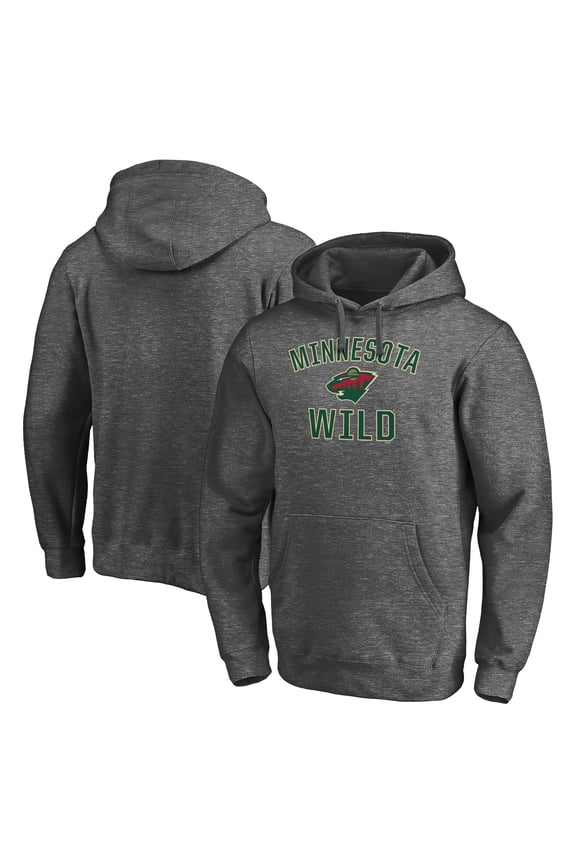 Men's Charcoal Minnesota Wild Victory Arch Team Fitted Pullover Hoodie