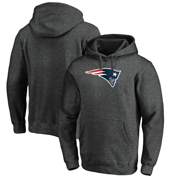 Men's Charcoal New England Patriots Primary Logo Fitted Pullover Hoodie