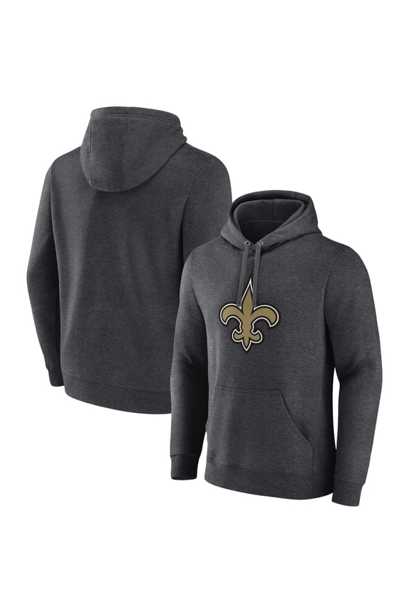 Men's Charcoal New Orleans Saints Primary Team Logo Fitted Pullover Hoodie