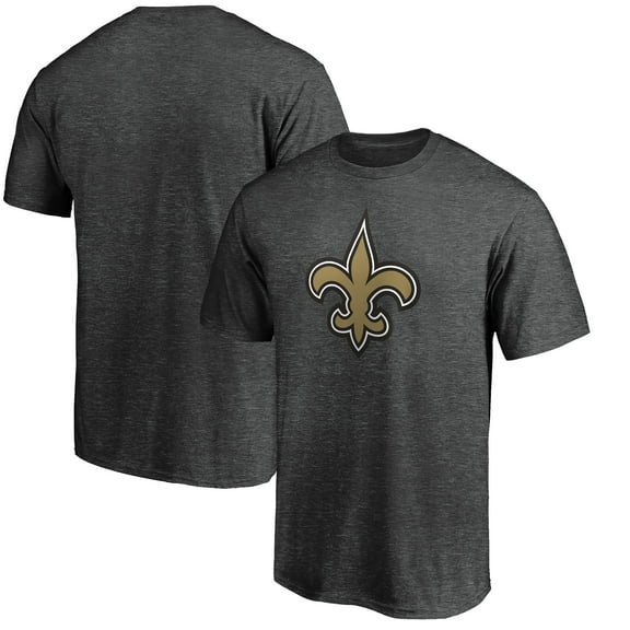 Men's Fanatics Heather Charcoal New Orleans Saints Primary Logo T-Shirt