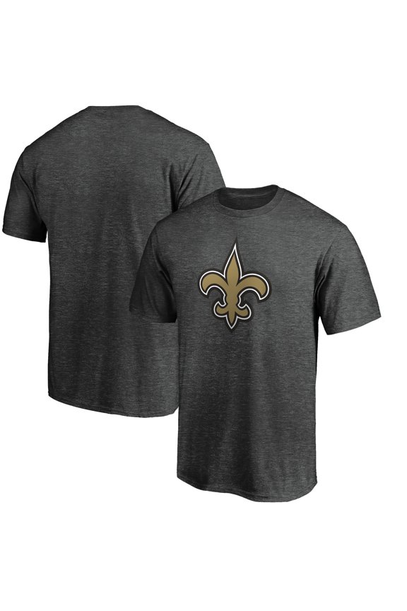 Men's Fanatics Heather Charcoal New Orleans Saints Primary Logo T-Shirt