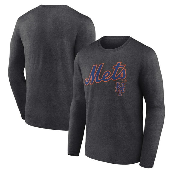 Men's Charcoal New York Mets Team Lockup Long Sleeve T-Shirt