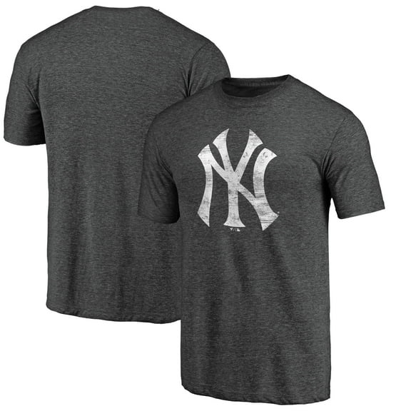 Men's Charcoal New York Yankees Weathered Official Logo Tri-Blend T-Shirt