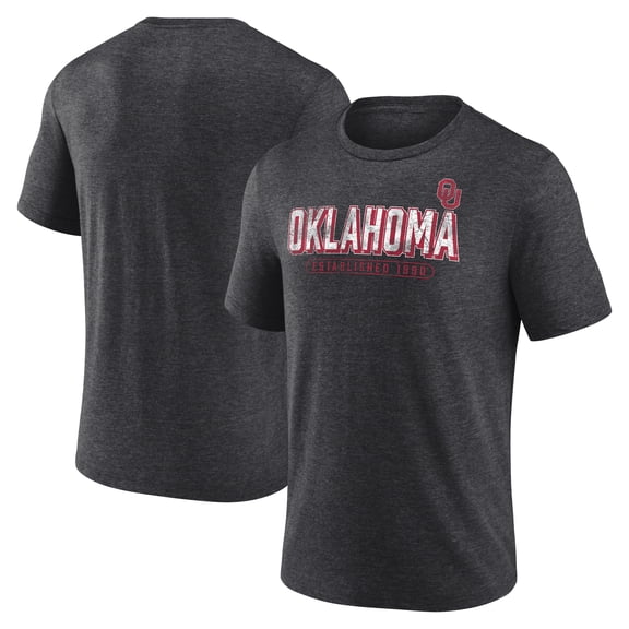 Men's Charcoal Oklahoma Sooners Shadow Fill Tri-Blend T-Shirt