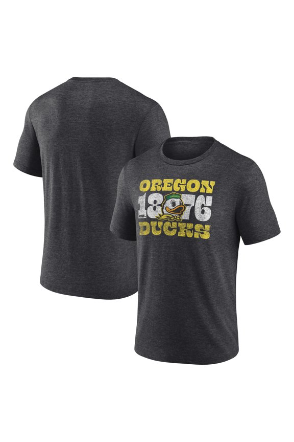 Men's Charcoal Oregon Ducks Established Tri-Blend T-Shirt