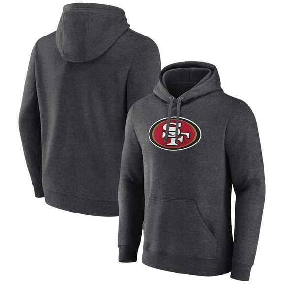 Men's Charcoal San Francisco 49ers Primary Team Logo Fitted Pullover Hoodie