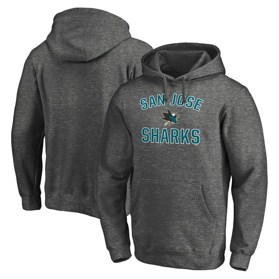 Men's Charcoal San Jose Sharks Victory Arch Team Fitted Pullover Hoodie