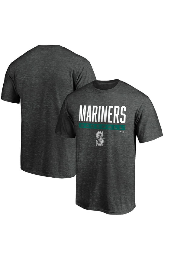 Men's Charcoal Seattle Mariners Win Stripe Logo T-Shirt