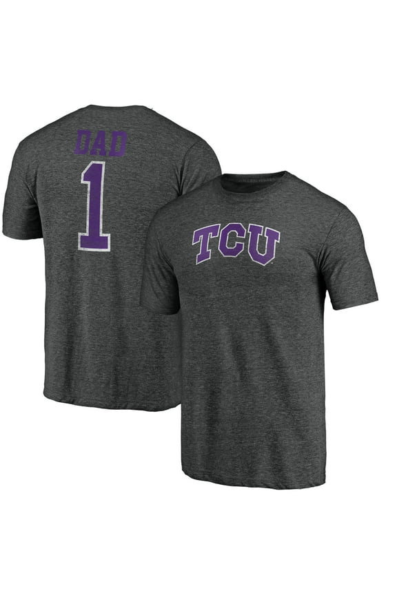 Men's Charcoal TCU Horned Frogs Greatest Dad Logo Tri-Blend T-Shirt