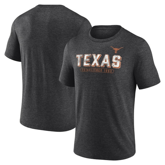 Men's Charcoal Texas Longhorns Shadow Fill Tri-Blend T-Shirt