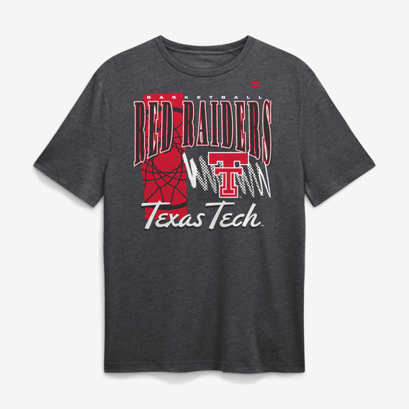 Men's  Charcoal Texas Tech Red Raiders Basketball Graphic Tri-Blend T-Shirt