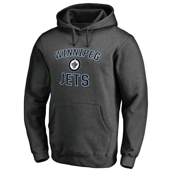 Men's Charcoal Winnipeg Jets Victory Arch Fitted Pullover Hoodie