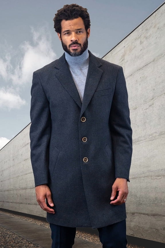 Men's  Charcoal Wool Overcoat 56 Regular