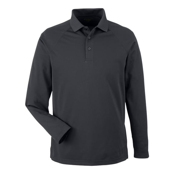 Harriton M208L Men's Charge Snag and Soil Protect Long Sleeve Polo-Dark Charcoal-M