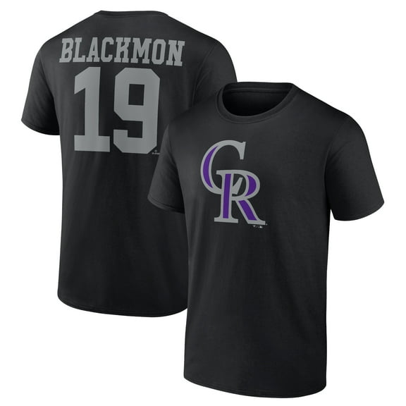 Men's Charlie Blackmon Black Colorado Rockies Player Icon Name & Number T-Shirt