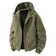 thumbnail image 1 of Men's Check Splicing Blosues Hoodies Long Sleeved Hooded Top Zipper Cardigan Detachable Hat Workwear Jacket With Pockets Wind Resistant Windbreaker Sweater Jacket, 1 of 4