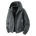 thumbnail image 1 of Men's Check Splicing Blosues Hoodies Long Sleeved Hooded Top Zipper Cardigan Detachable Hat Workwear Jacket With Pockets Wind Resistant Windbreaker Sweater Jacket, 1 of 4