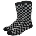 thumbnail image 1 of Men's Checked Geometric Pattern Novelty Crew Socks, Size 8 to 13, Black / Charcoal, 1 of 6