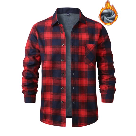Men‘s Checked Square Collar Shirt - Fashion Flannel Top, Warm Layering Piece for Casual Streetwear, Coffee Dates, Fall Outfits | Men‘s Fashionable, Casual Long-sleeved Top