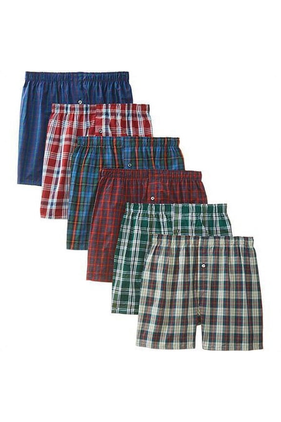 Men's Checker Plaid Shorts Assorted Cotton Blend Boxers Trunks Underwear (M, 3 Pack)