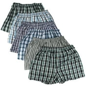 MAGG Men's Checker Plaid Shorts Assorted Cotton Blend Boxers Trunks Underwear (S, 3 Pack)