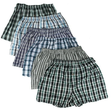 Men's Checker Plaid Shorts Assorted Cotton Blend Boxers Trunks Underwear (S, 3 Pack)