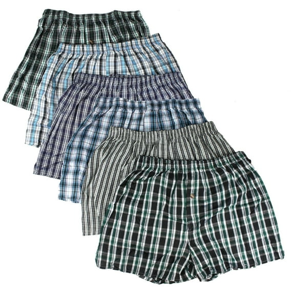 Men's Checker Plaid Shorts Assorted Cotton Blend Boxers Trunks Underwear (S, 3 Pack)